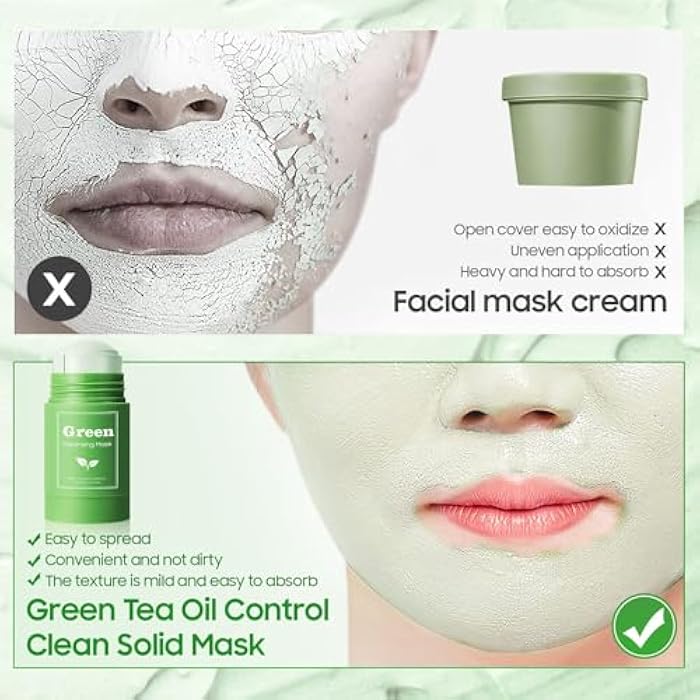PAINISTIC Green Tea Purifying Clay Face Mask, Blackhead Remover With Green Tea Extract, Face Moisturizing, Deep Pore Cleansing for All Skin Types of Women (2 PCS) - Image 5
