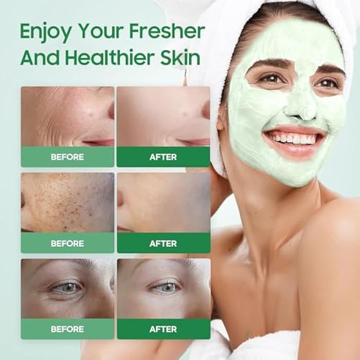 PAINISTIC Green Tea Purifying Clay Face Mask, Blackhead Remover With Green Tea Extract, Face Moisturizing, Deep Pore Cleansing for All Skin Types of Women (2 PCS) - Image 3