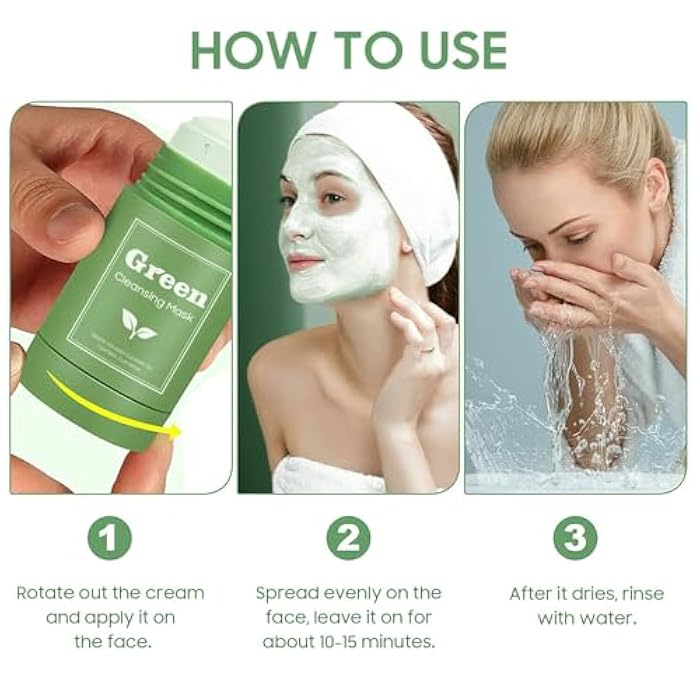 PAINISTIC Green Tea Purifying Clay Face Mask, Blackhead Remover With Green Tea Extract, Face Moisturizing, Deep Pore Cleansing for All Skin Types of Women (2 PCS) - Image 4