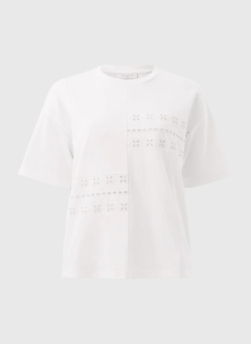 Matalan White Patchwork Broderie T-Shirt