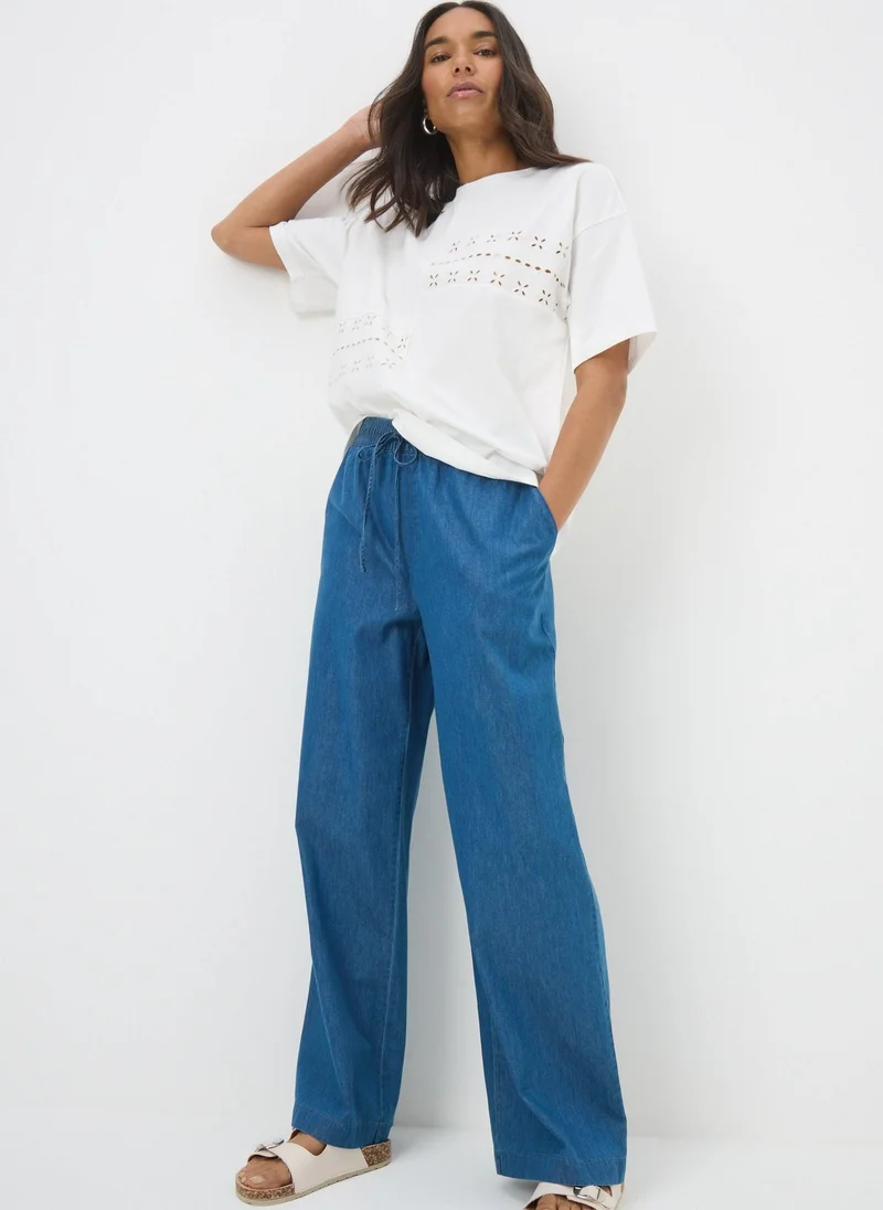 Matalan White Patchwork Broderie T-Shirt