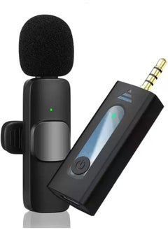 K35 Wireless Mic For Smartphones Laptop Desktop iPhone Collar Microphone Compatible With 3.5mm Jack Devices Wireless Mic For YouTube Vlogging ASMR Recording Podcast Interview Black