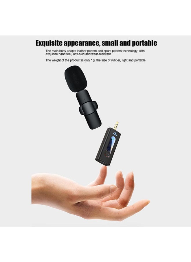 SHOPI - K35 Wireless Mic For Smartphones Laptop Desktop iPhone Collar Microphone Compatible With 3.5mm Jack Devices Wireless Mic For YouTube Vlogging ASMR Recording Podcast Interview Black - Image 1