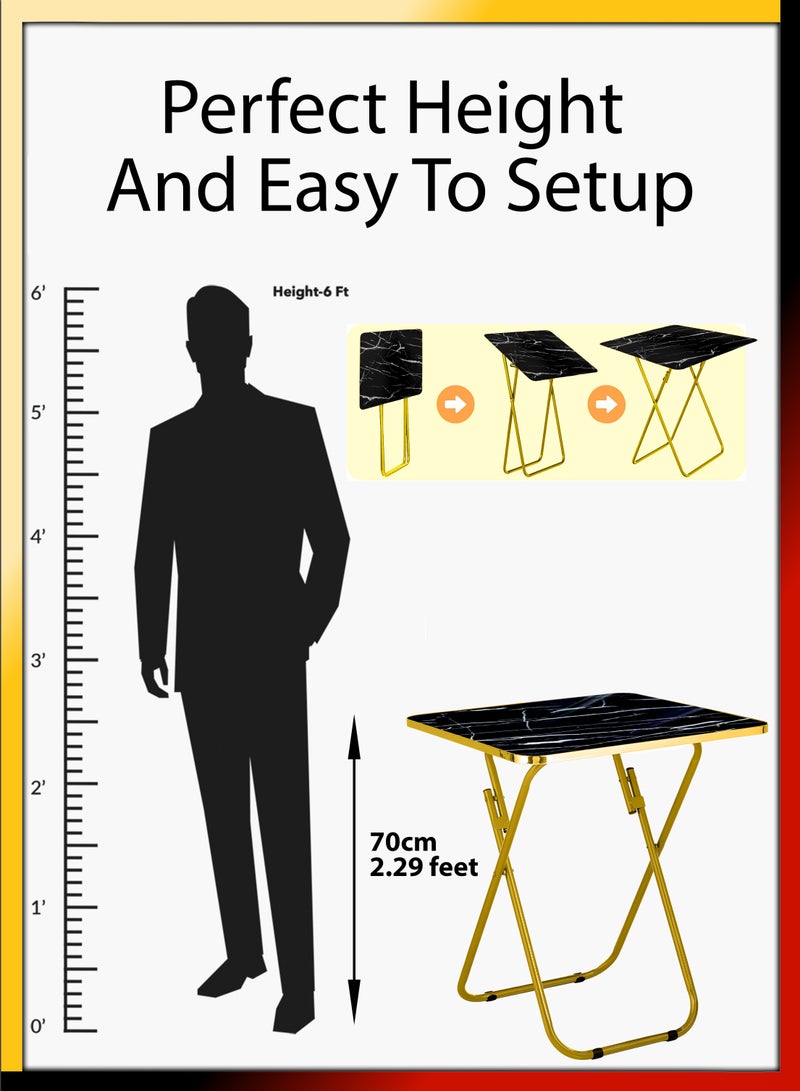 DBLEW Set Of Foldable Marble Wooden Square Table And 2 Folding Chairs Seats Metal Frame For Breakfast Computer Laptop Desk Office Workstation Kitchen Balcony Home Dining Outdoor Picnic Beach Desert Camping - Image 5