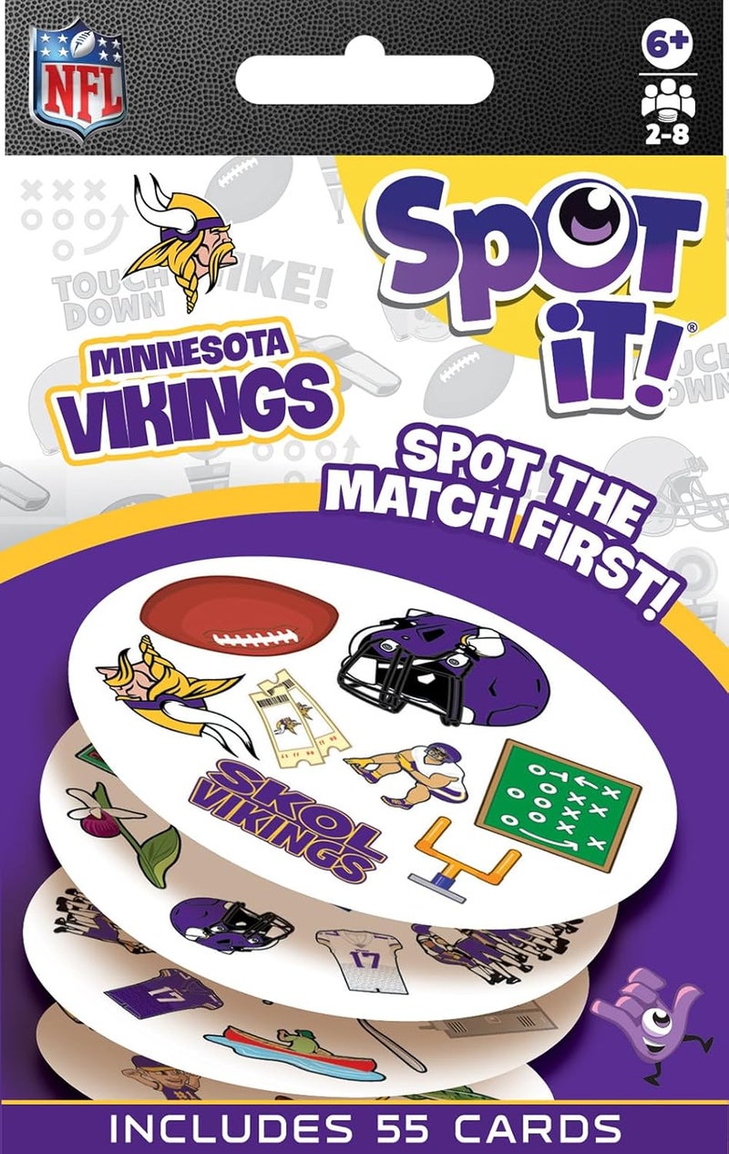 Master Pieces NFL Spot It! Minnesota Vikings Edition, Purple , 6" X 2.875" X 5.125" - Image 1