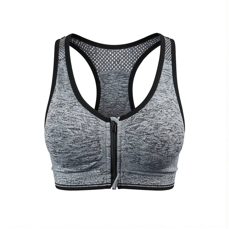 Sports Bra Front Zipper Full Coverage For Running Yoga Maternity Daily Wear White XL - Image 1
