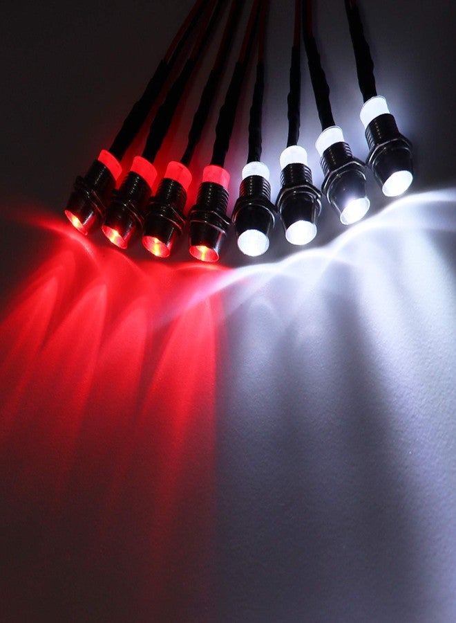Treehobby مجموعة مصابيح أمامية وخلفية LED من Treehobby مكونة من 8 مصابيح، متوافقة مع سيارات Traxxas وHSP وRC4WD وTamiya وRedcat وAxial SCX10 RC، سيارات الزحف والشاحنات والدبابات، 5 مم (4 أبيض + 4 أحمر). - Image 1