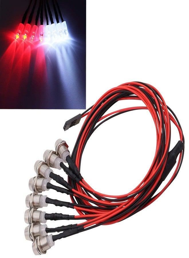 Treehobby مجموعة مصابيح أمامية وخلفية LED من Treehobby مكونة من 8 مصابيح، متوافقة مع سيارات Traxxas وHSP وRC4WD وTamiya وRedcat وAxial SCX10 RC، سيارات الزحف والشاحنات والدبابات، 5 مم (4 أبيض + 4 أحمر). - Image 2