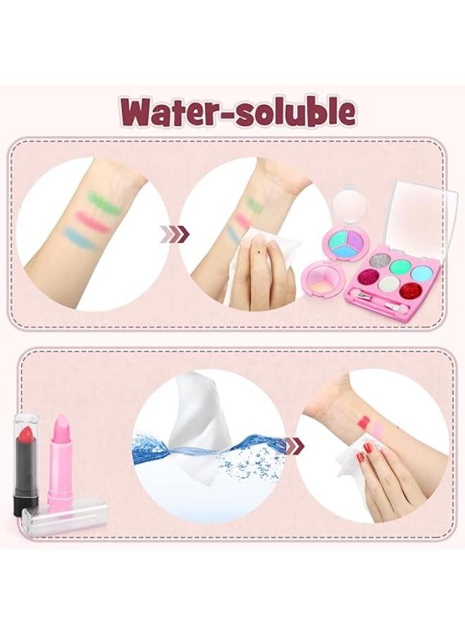 Dreamon Kids Makeup Kit for Girls, Real Make Up for Kids Washable with Cosmetics Bag Princess Toys Halloween Birthday Party Gifts for Girls Age 3 4 5 6  - Image 2
