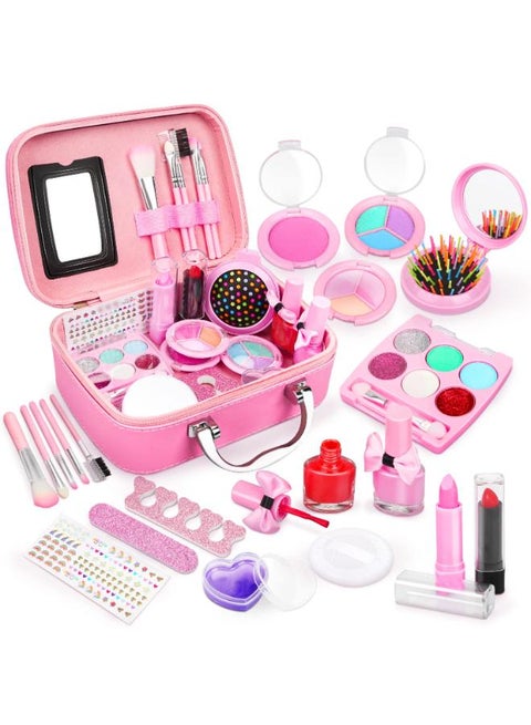 Dreamon Kids Makeup Kit for Girls, Real Make Up for Kids Washable with Cosmetics Bag Princess Toys Halloween Birthday Party Gifts for Girls Age 3 4 5 6