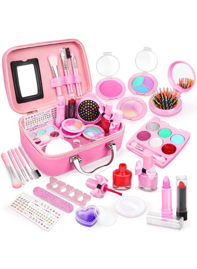 Dreamon Kids Makeup Kit for Girls, Real Make Up for Kids Washable with Cosmetics Bag Princess Toys Halloween Birthday Party Gifts for Girls Age 3 4 5 6  - Image 1