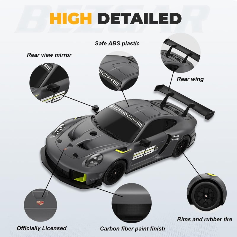 BEZGAR Porsche Remote Control Car - Officially Licensed Porsche 911 GT2 RS Toy Car 1:24 Porsche RC Car Model Vehicle Gift for Boys,Girls,Teens and Adults - Image 3