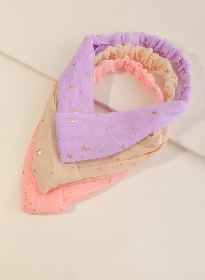 Take Two Set of 3 - Star Print Triangle Headband - Image 1