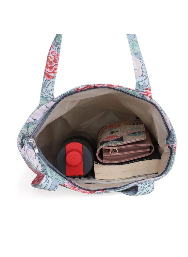 NFI essentials Tote Bags for Women with Zip, Handy Foldable Shopping Bag for Girls, Stylish Canvas Handbag Shoulder Carry Bag for Traveling & Daily Use - Image 3