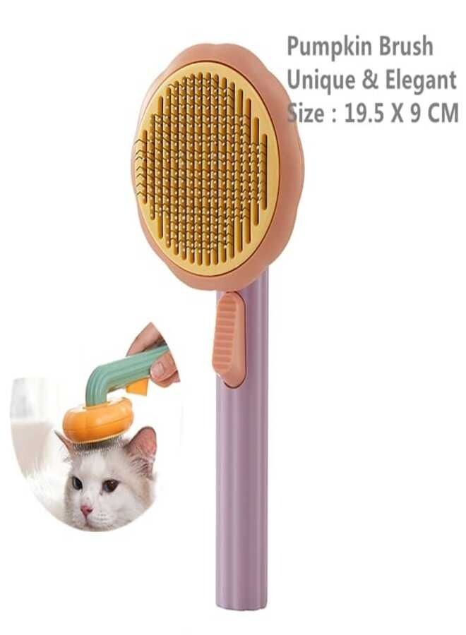 Generic Pet Hair Brush, Pet Grooming Brush Self Cleaning Dog/Cat Pumpkin Hair Brush for Shedding and Grooming Fits All Long or Short Pets - Image 5