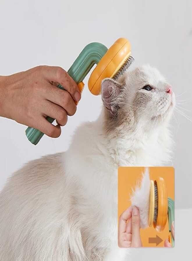 Generic Pet Hair Brush, Pet Grooming Brush Self Cleaning Dog/Cat Pumpkin Hair Brush for Shedding and Grooming Fits All Long or Short Pets - Image 2