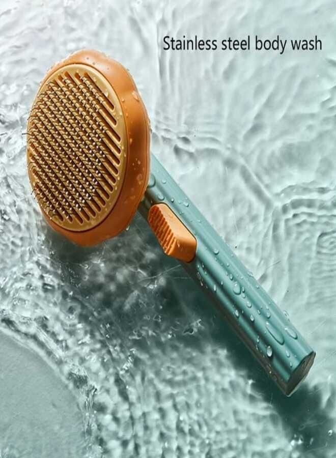 Generic Pet Hair Brush, Pet Grooming Brush Self Cleaning Dog/Cat Pumpkin Hair Brush for Shedding and Grooming Fits All Long or Short Pets - Image 1