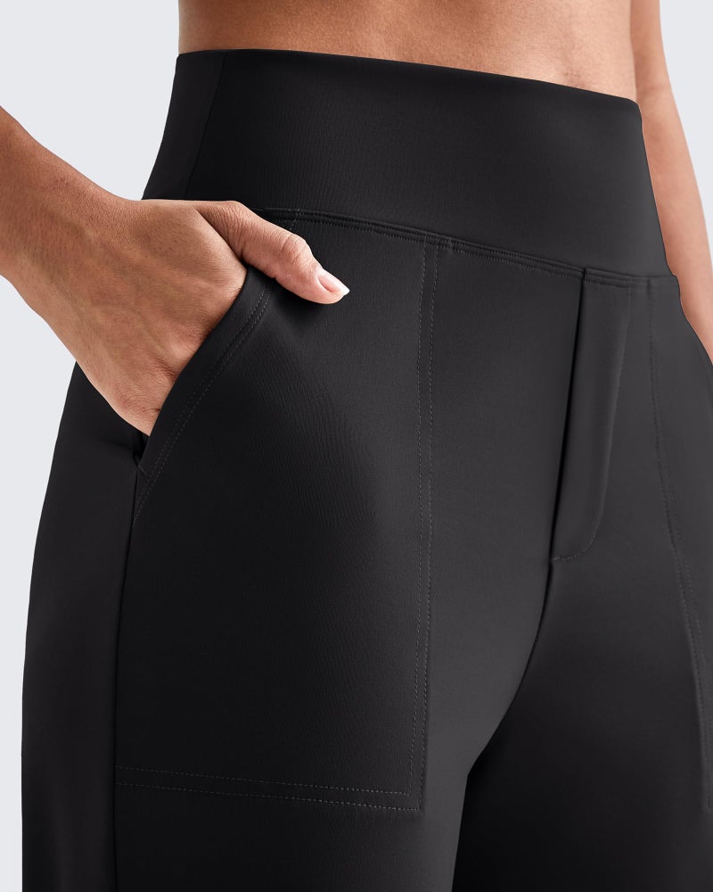 G4Free Black Work Pants Women Business Casual Pants Stretch Yoga Wide Leg Trousers High Waisted Office Wear Outfits (32",Black,XS) - Image 5