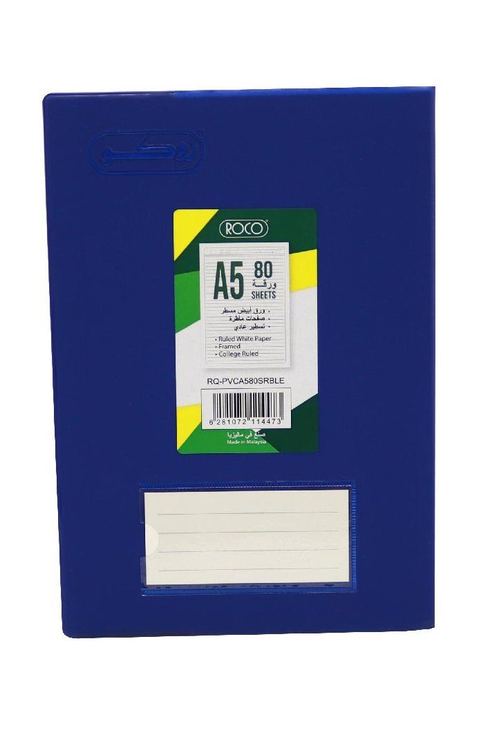 روكو دفتر ملاحظات A5 | 80 صفحة | مخطط | أزرق ملكي - Image 1