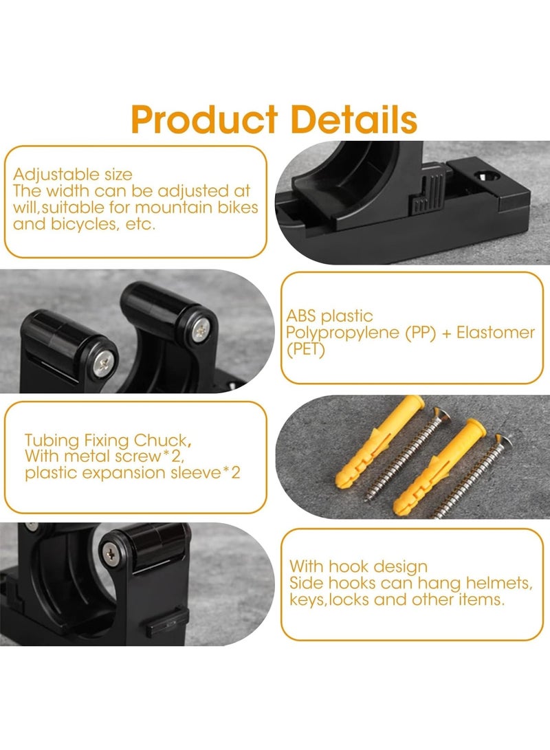 SOLARAE Bike Wall Mounts, Bike Wall Mounts for Garage, Mountain Bicycle Wall Rack Storage System, Adjustable Bicycle Parking Clip Bike Hooks for Wall for Basement or Garage Space Saver - Image 3