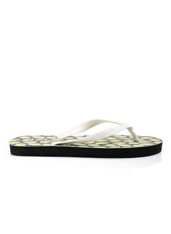 Lemon Printed Summer Flip Flops - Black & Yellow