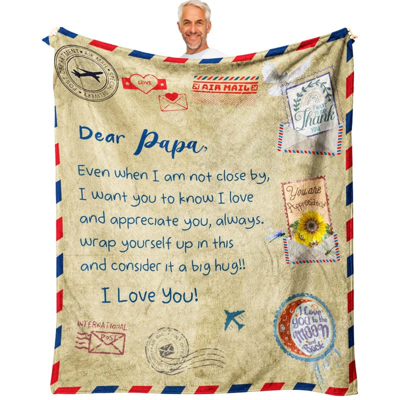 Dfaqehk هدايا Dfaqehk Papa من هدايا عيد ميلاد الأحفاد لبابا أفضل بابا من أي وقت مضى هدايا من حفيدة حفيد هدية لبابا من أحفاد بابا هدايا رمي بطانية 60 × 50 بوصة - Image 1