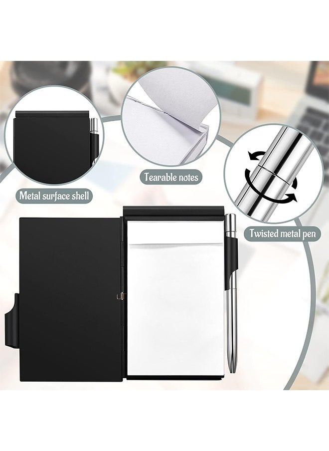 MXN Metal Pocket Notebook with Pen and 60 Refillable Paper, Aluminum Flip Office Notebook Mini Notepad Holder, Small Journal with Pen Holder for Office Supplies (Black)  - Image 3