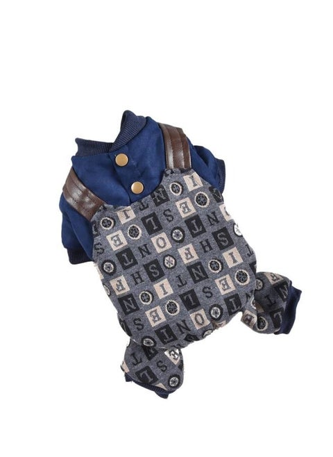 Hong pet four legged knit print suspenders small