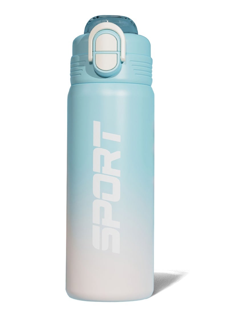 EYSOO Insulated Water Bottle 680ml Stainless Steel Water Flask Leakproof Sports Water Bottle Vacuum Insulated Bottle Keeping Cold Water Bottle with Straw (Blue) - Image 1