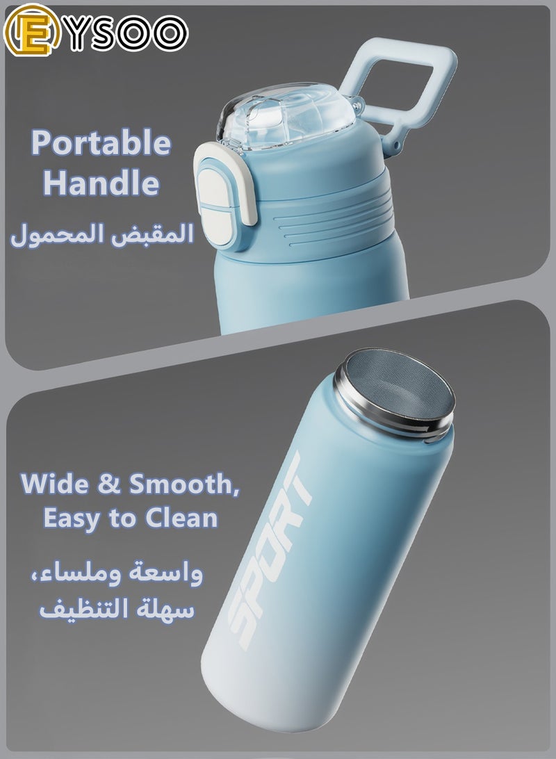 EYSOO Insulated Water Bottle 680ml Stainless Steel Water Flask Leakproof Sports Water Bottle Vacuum Insulated Bottle Keeping Cold Water Bottle with Straw (Blue) - Image 5