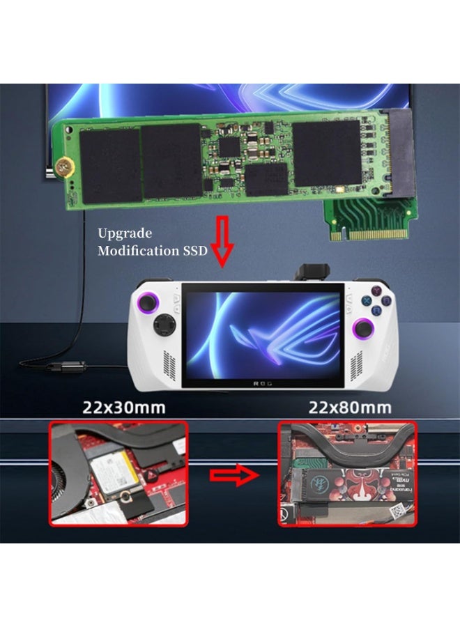 Rog Ally Handheld M.2 SSD Adapter, 90 Degree 2230 to 2280 NVMe M-Key 5Pin PCIe 4.0 SSD Expansion Upgrade Converter Board, Green - Image 5