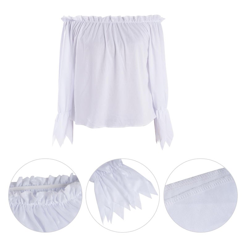 mifengda Pirate Costume for Women Adult Pirate Accessories Halloween Renaissance Costumes Outfit with White Shirt Skirt Vest Belt Headscarf for Women Girl - Image 5