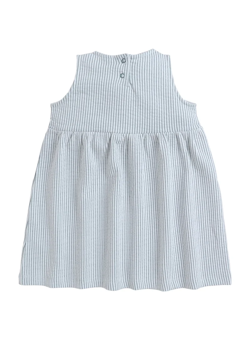 Victor And Jane  Infant Girls Mint Stripe Sleeveless Dress with Bow for Women | Best Price UAE