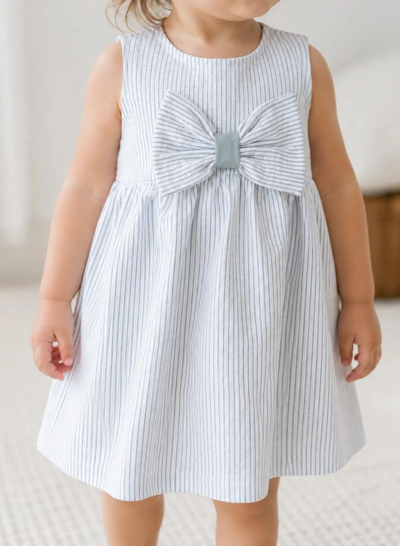 Victor And Jane  Infant Girls Mint Stripe Sleeveless Dress with Bow for Women | Best Price UAE
