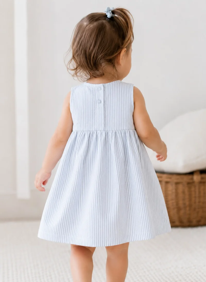 Victor And Jane  Infant Girls Mint Stripe Sleeveless Dress with Bow for Women | Best Price UAE