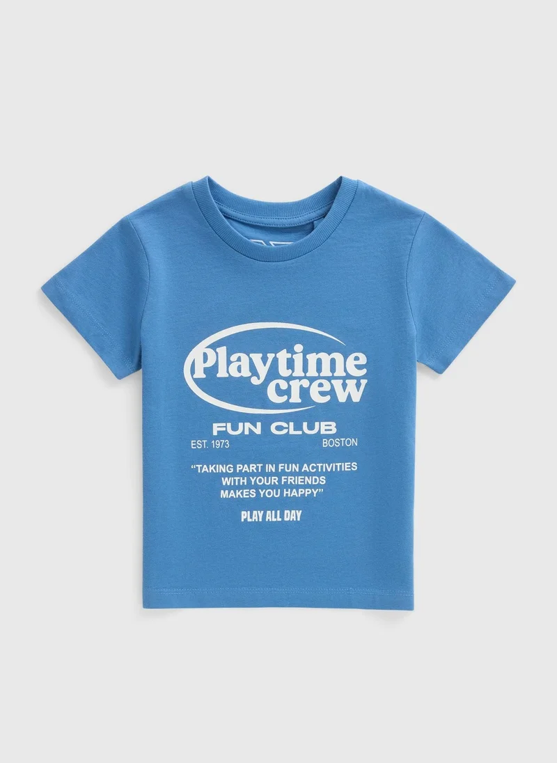 Matalan Boys Blue Playtime Crew T-Shirt