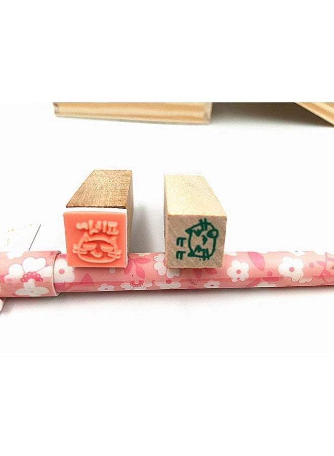 ALIMITOPIA Diary Stamp Set,Wooden Rubber Signet for Children DIY Scrapbooking Card Making(25pcs,Happy Life) - Image 5