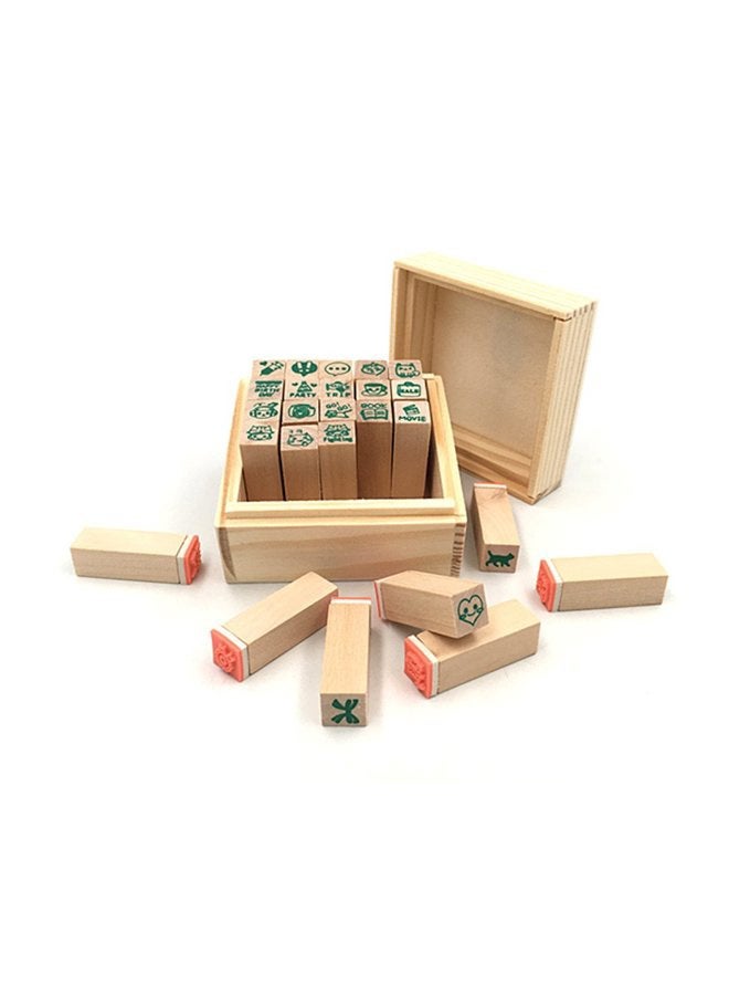 ALIMITOPIA Diary Stamp Set,Wooden Rubber Signet for Children DIY Scrapbooking Card Making(25pcs,Happy Life) - Image 1