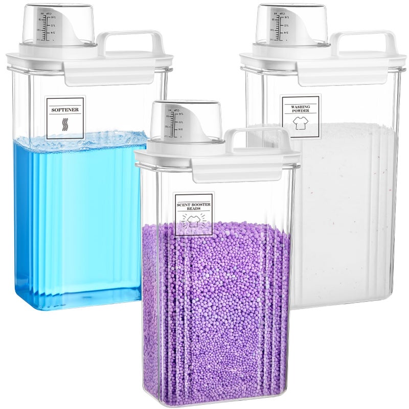SUBEKYU Laundry Detergent Dispenser for Laundry Room,94oz Fabric Softener Dispenser,Liquid Laundry Detergent Container,Laundry Detergent Organizer for Laundry Room Organization with 6 Labels,3 Pack - Image 1