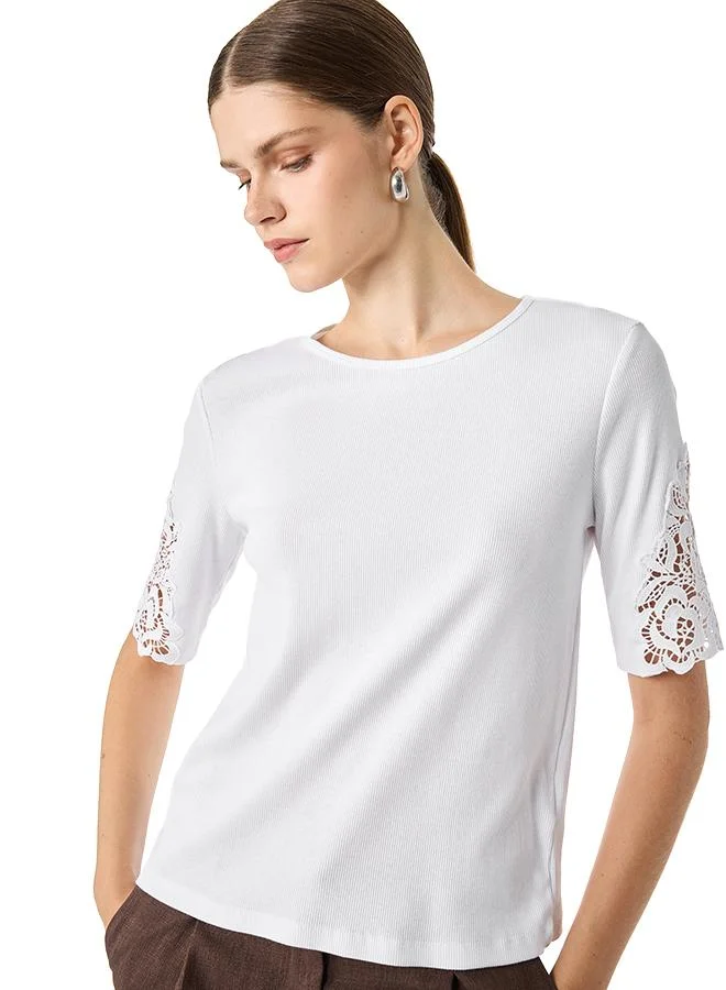 Koton  Lace Detail T-Shirt for Women | Best Price UAE
