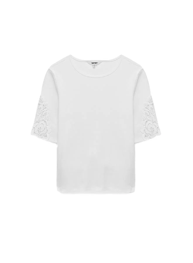 Koton  Lace Detail T-Shirt for Women | Best Price UAE