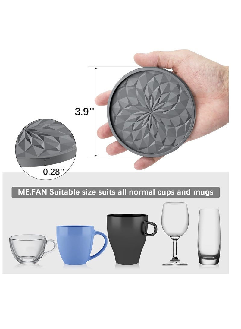 VIUAUAX Silicone Coasters [6 Pack] Coasters with Holder - Drinking Coasters - Cup Mat for Drinks - Live for Hot or Cold Drink Thickened, Non-Slip, Non-Stick, Deep Tray Black Visit the ME.FAN Store  - Image 3