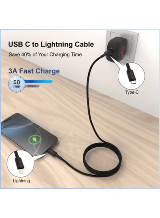 HAKK USB-C to Lightning Fast Charging Cable 1M | MFi Certified PD Power Delivery | High-Speed Data & Charging Cable for iPhone 13, 12, 11, XR, XS, iPad & Lightning Devices - Image 3