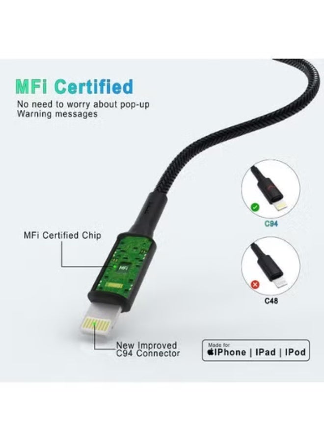 HAKK USB-C to Lightning Fast Charging Cable 1M | MFi Certified PD Power Delivery | High-Speed Data & Charging Cable for iPhone 13, 12, 11, XR, XS, iPad & Lightning Devices - Image 2