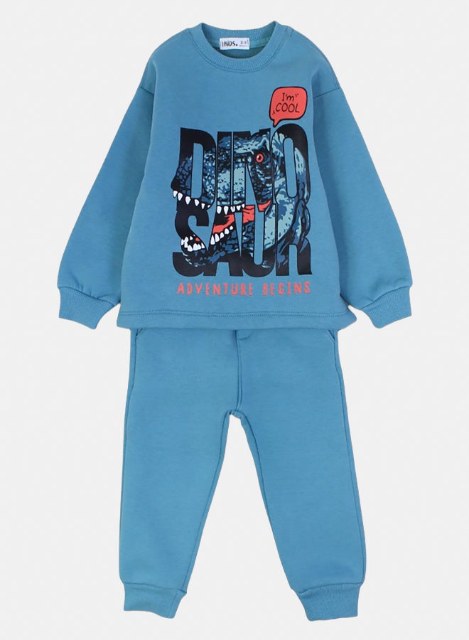 Our kids Boys Cotton Pajama Set – Mint with "Dinosaur" Design - Image 1