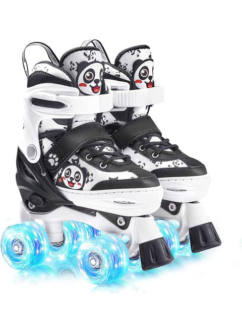 Panda Design Double Row Skating Shoes with Lighting Wheel for Beginner and Safety