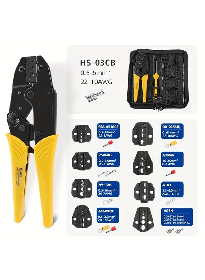11Pcs Crimping Tool Kit With 8 Jaws Screwdriver Oxford Bag For Common Terminal Blocks - Image 3