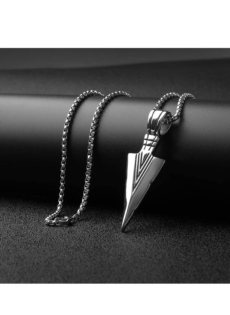 SYOSI Necklace for Men, 3 Pieces Stainless Steel Pendant Mens Necklaces, Arrowhead Pendant Necklace Unique Triangle Retro Style Men's Necklace for Man Boyfriend Brother Husband Gift (Gold, Silver, Black)  - Image 3