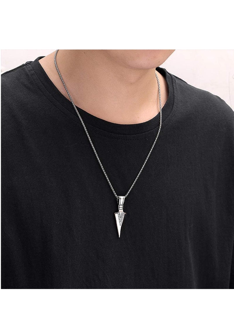SYOSI Necklace for Men, 3 Pieces Stainless Steel Pendant Mens Necklaces, Arrowhead Pendant Necklace Unique Triangle Retro Style Men's Necklace for Man Boyfriend Brother Husband Gift (Gold, Silver, Black)  - Image 2