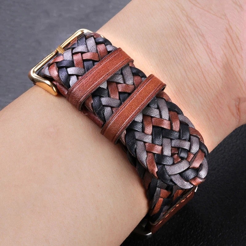 Bluejw 20mm 22mm 24mm Braided Genuine Leather Watch Band, Quick Release Cowhide Strap, Replacement Bracelet for Men Women - Image 5